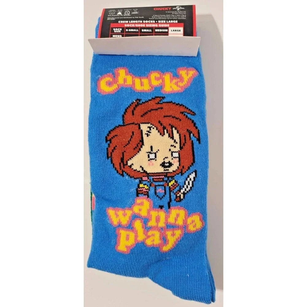 2 Pair Chucky Socks, Men's Shoe Size 8-12, Halloween Chuckie Doll Child's Play